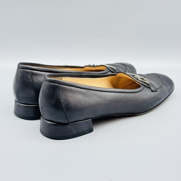 Salvatore Ferragamo Shoes Womens 5.5 Black Leather Gancini Buckle Loafer Slip On - Picture 8 of 12